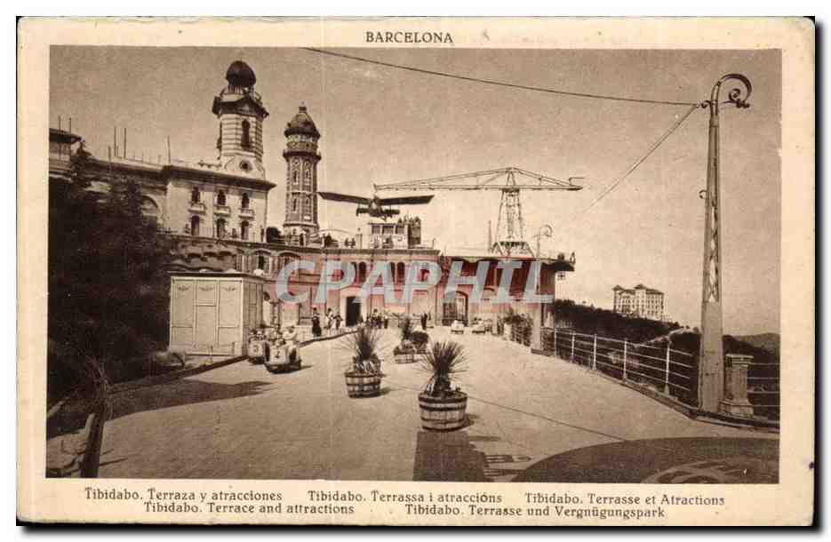 Espana - Espagne - Spain - Barcelona - Terraza y atracciones Tibidabo - CPA 