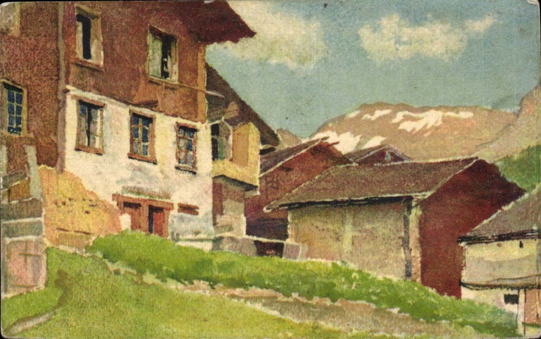 Arts - tableau - Jomie Maiso et montagnes - CPA 