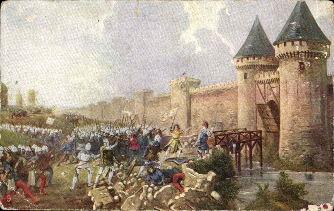 Paris 1 - tableau Attaque de la Porte saint honore le 8 septembre 1429 - CPA 