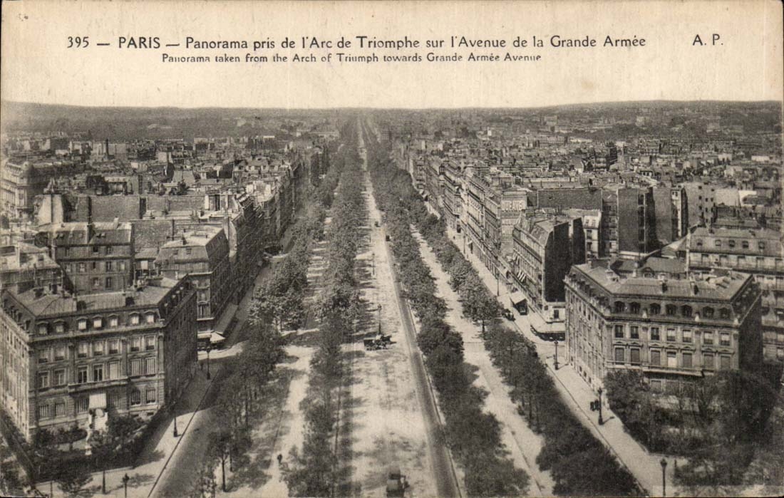 Paris - 8 - Panorama prise de l'Arc de Triomphe sur l'Avenue de la Grand Armee - CPA 