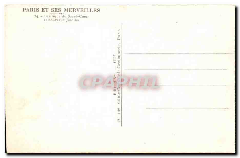Paris - 18 - La Basilique de Montmartre - Sacre Coeur - CPA  — Rückseite