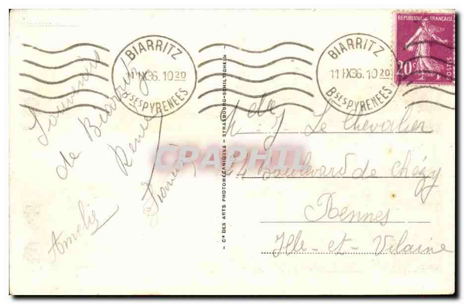 Biarritz - La Grand Plage - CPA  — Verso