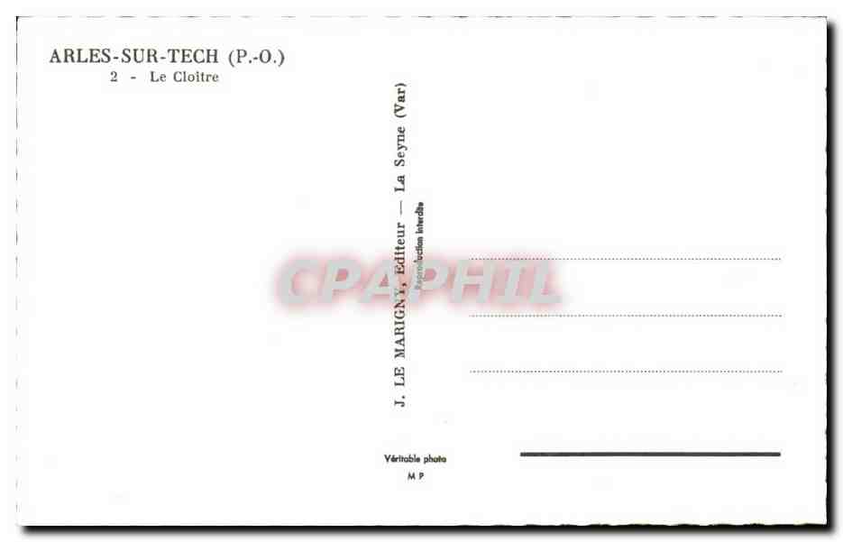 Arles sur Tech - La Cloitre - CPA  — Rückseite
