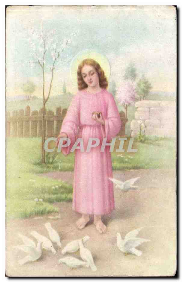 Fantaisie - Enfant - Sainte avec les Colombes- - CPA 