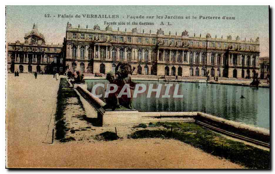 Palais de VERSAILLES — Façade sur les Jardins et le Parterre d'eau — A. L.