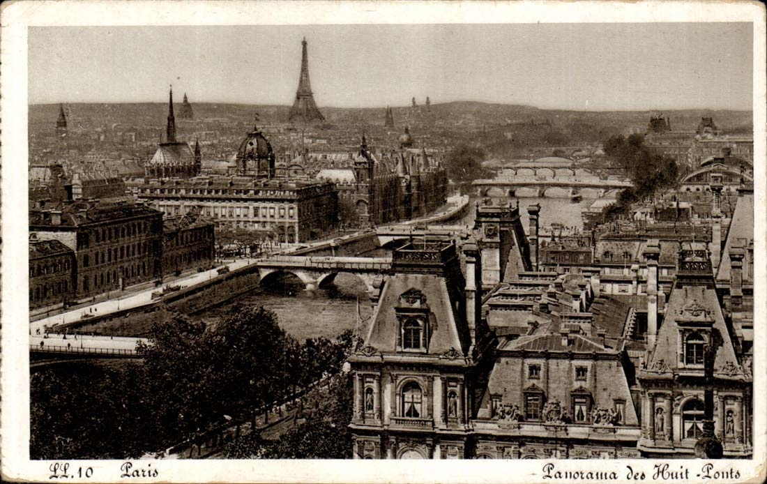Paris CPA Panorama des Huit ponts