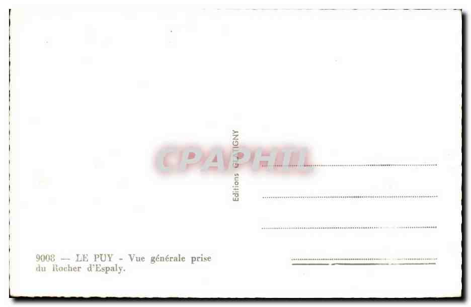 Le Puy — Vue générale prise du Rocher d'Espaly — Éditions GraphiNY, n° 9008 — Rückseite