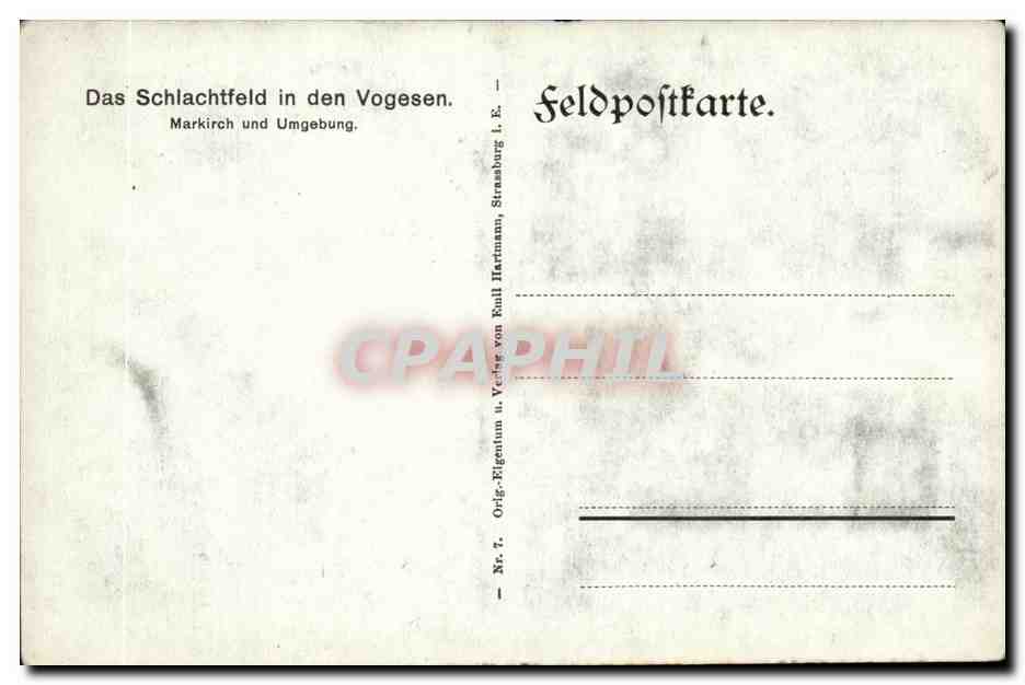 Suisse Das Schlachtfeld in den Vogessen CPA Markirch und Umgebung — Rückseite