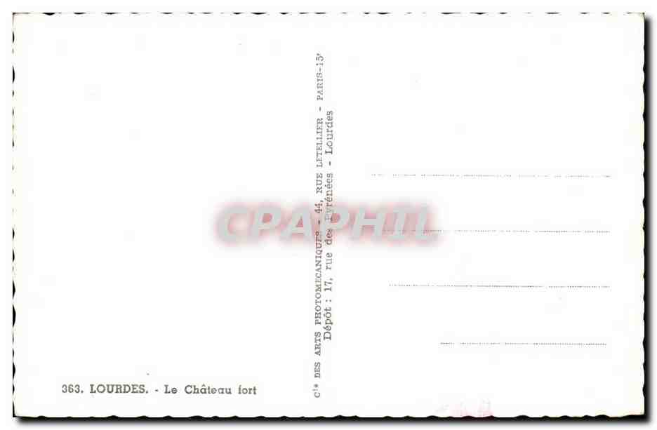 Lourdes CPA Le chateau fort — Verso
