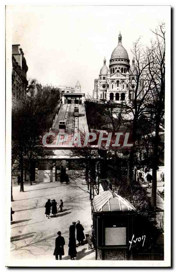 Paris CPA Basilique du SAcre Coeur Montmartre funiculaire