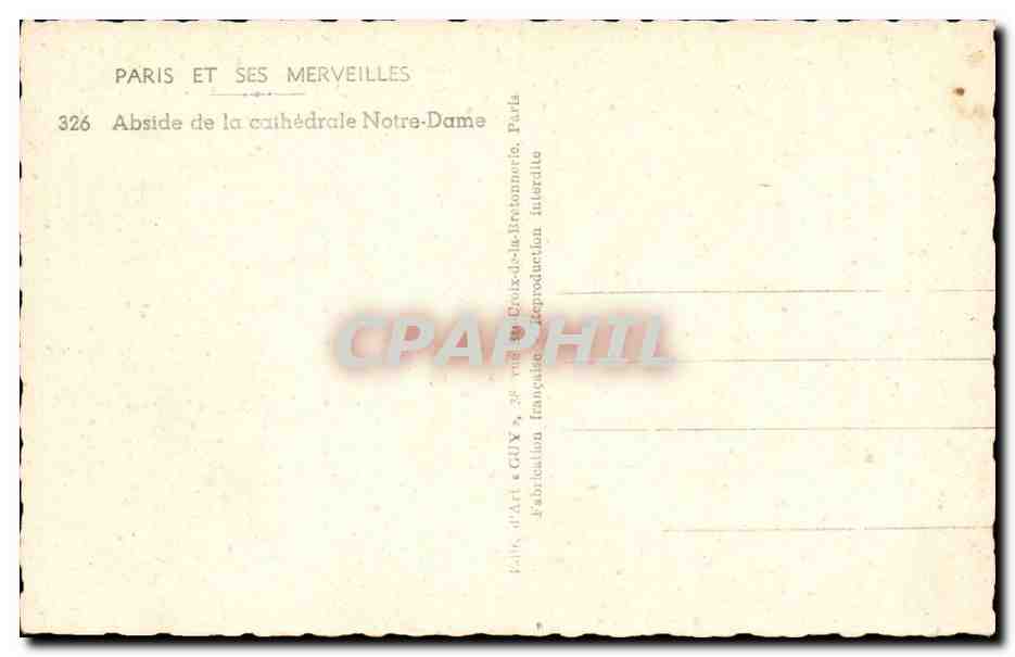 Paris CPA Abside de la cathedrale Notre DAme — Verso