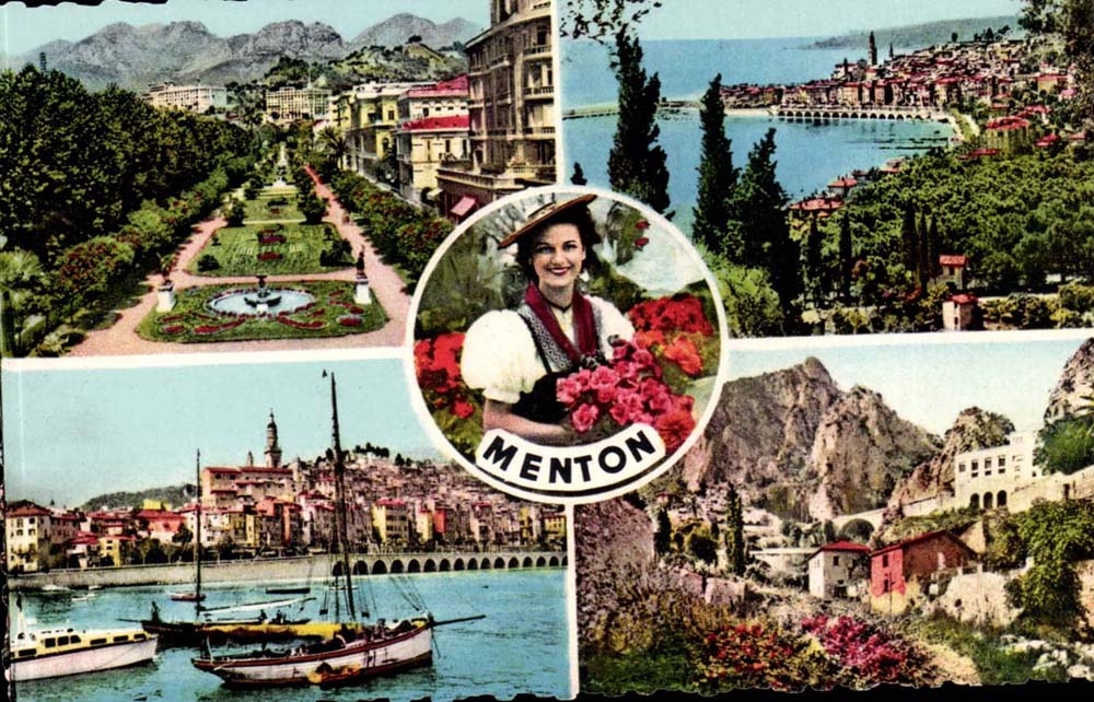 Menton CPM Les ajrdins Menton vu de Garavan La vieille ville 