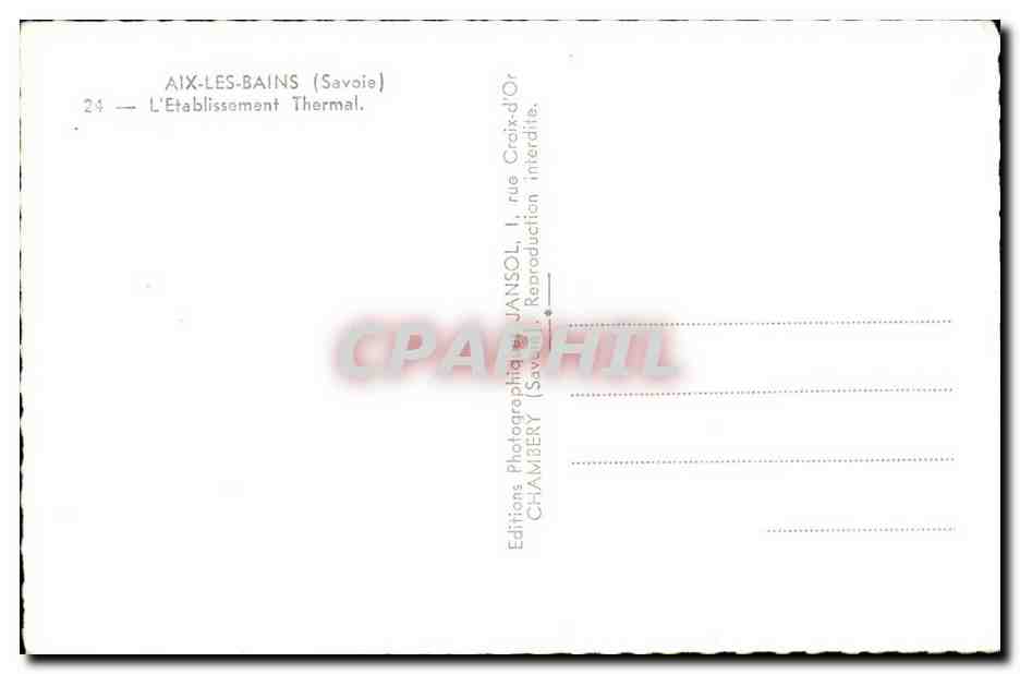 Aix les Bains CPA L'etablissement thermal — Verso
