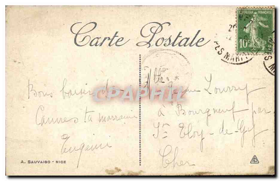 Cannes CPA Le mont chevalier et la casino municipal — Verso