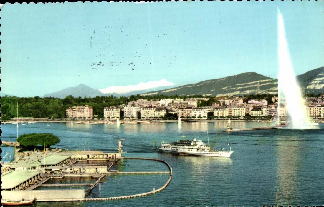 Suisse CPA Le jet d'eau et le Mont Blanc