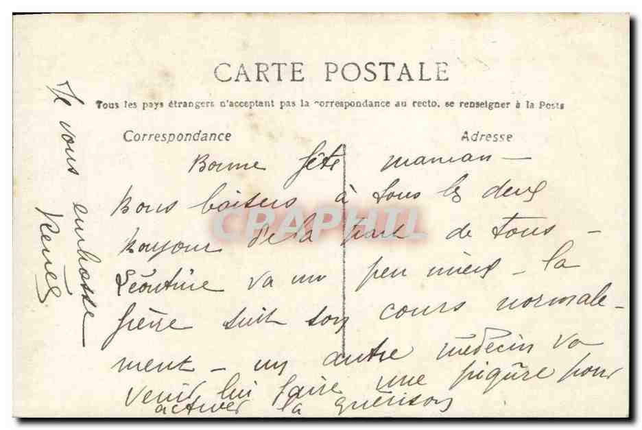 CPA FAntaisie Bonne Fete Fleurs — Rückseite