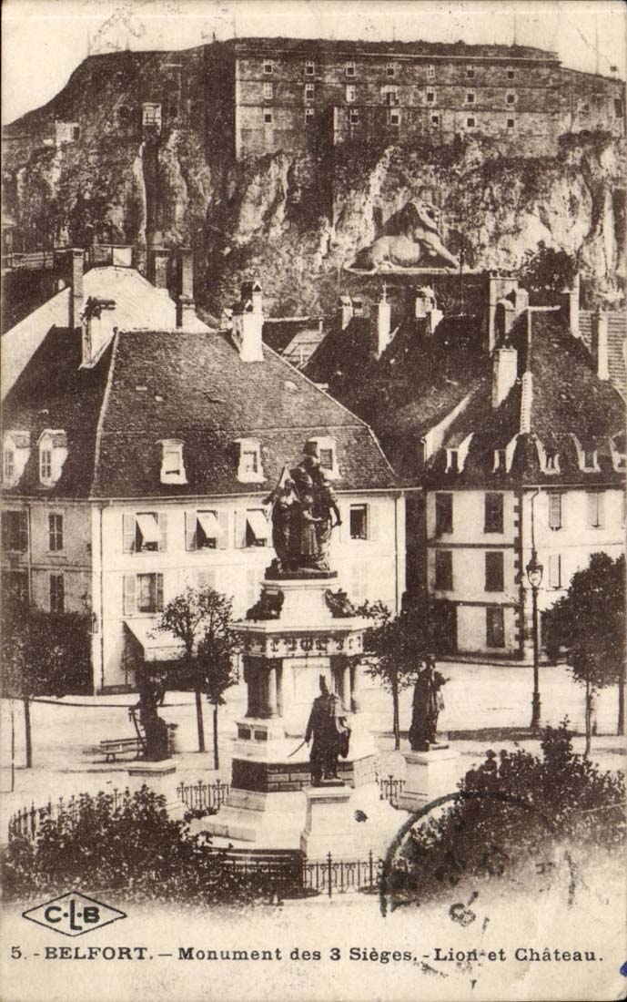 Belfort CPA Monument des trois sieges Lion et chateau