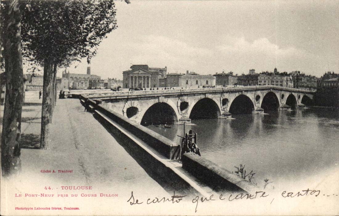 Le Pont-Neuf à Toulouse — pris du Cours Dillon — Phototypie Labouche frères, Toulouse