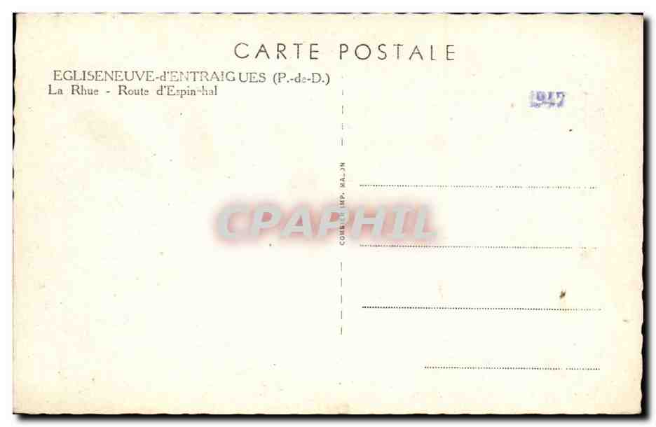 La Rhue - Route d'Espinhal — EGLISENEUVE-d'ENTRAIGUES (P.-d.-D.) — Cim — Rückseite