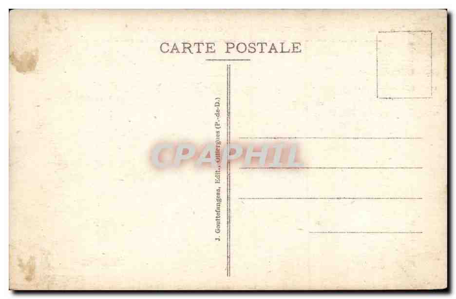 Route Thermale d'Auvergne — Bifurcation de la Route du Mont-Dore à Clermont-Ferrand et Orcival — n° 1477 — Verso