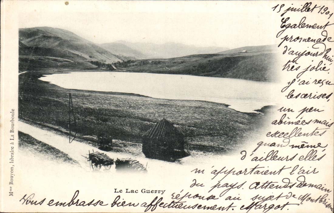 Le Lac Guerry — vue panoramique — Mme Bonyon, libraire à La Bourboule