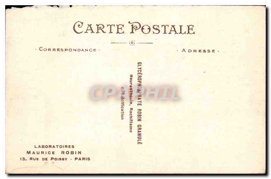 CPA Laboratoires Maurice Robin 13 rue de Poissy Paris — Rückseite
