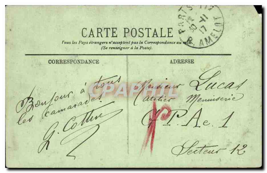 Paris CPA Opera — Verso