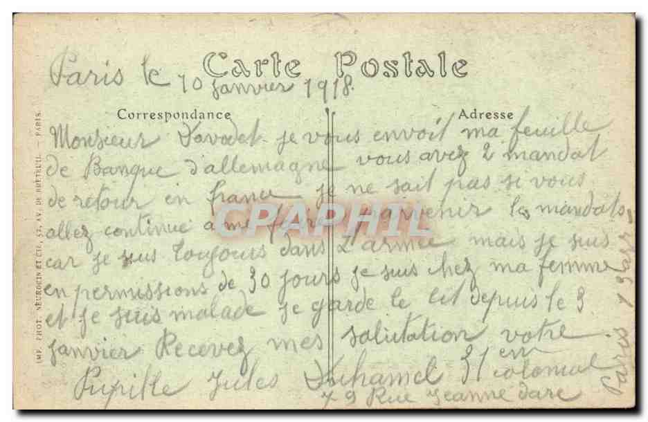 Paris CPA Gare du Nord — Rückseite