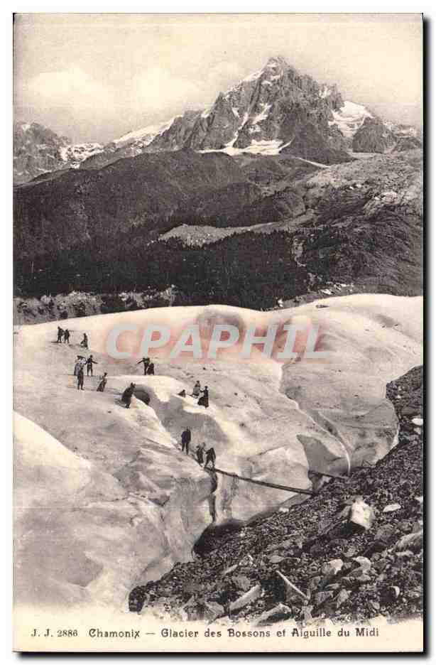 Chamonix CPA Glacier des Bossons et aiguille du Midi