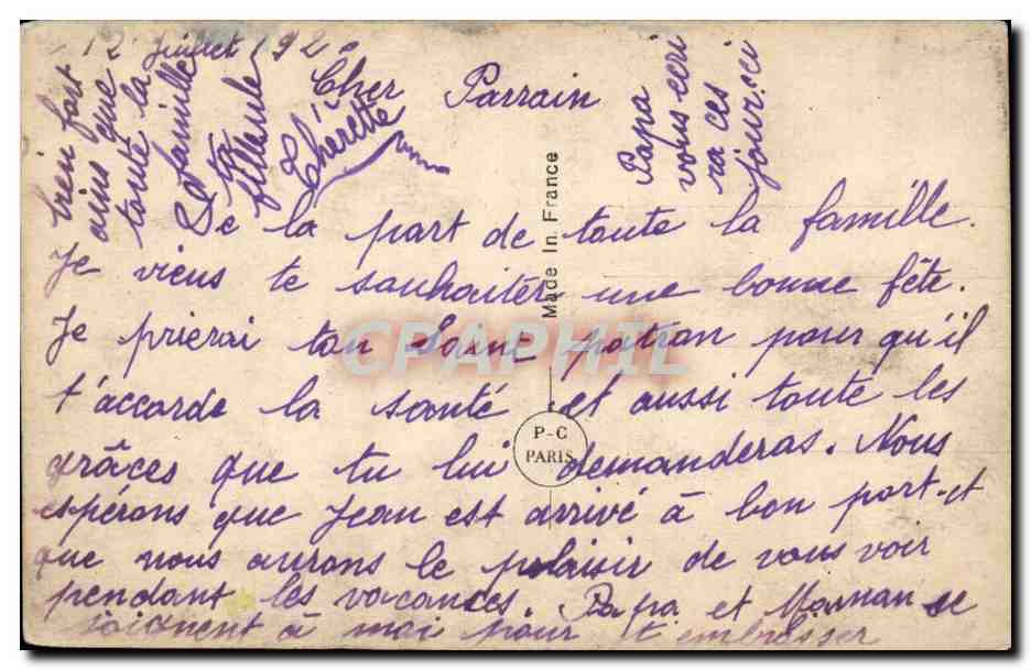 Jeune femme en fleurs — PC Paris 1544 — éditeur PC Paris — Verso