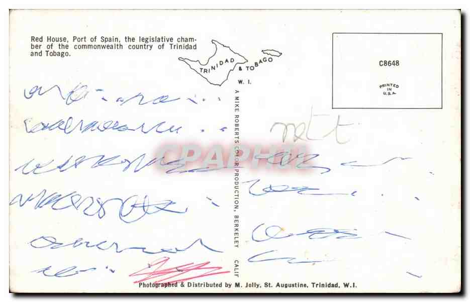 CPA Red house Port of Spain TRinidad and Tobago — Rückseite