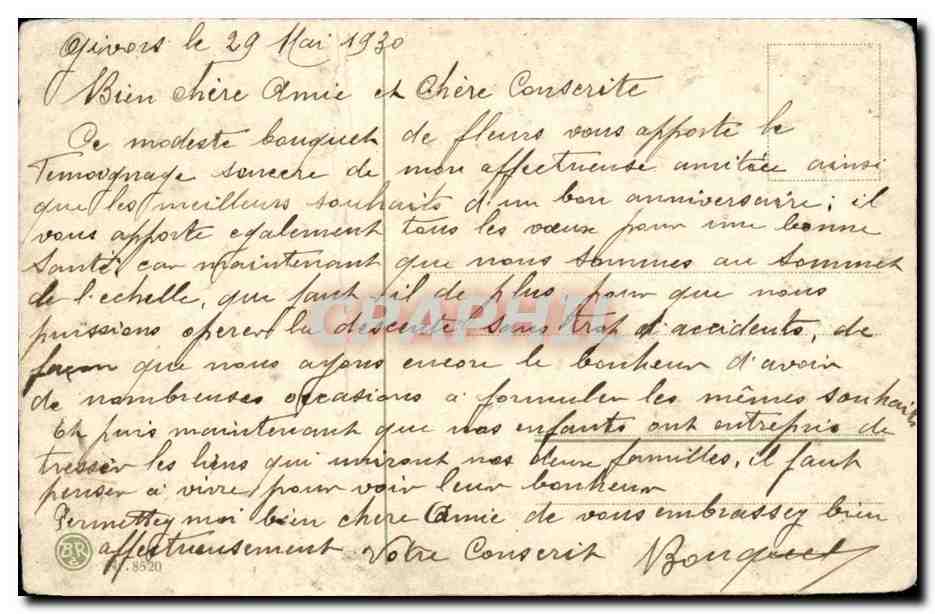 CPA Fantaisie Heureux anniversaire Fleurs — Rückseite