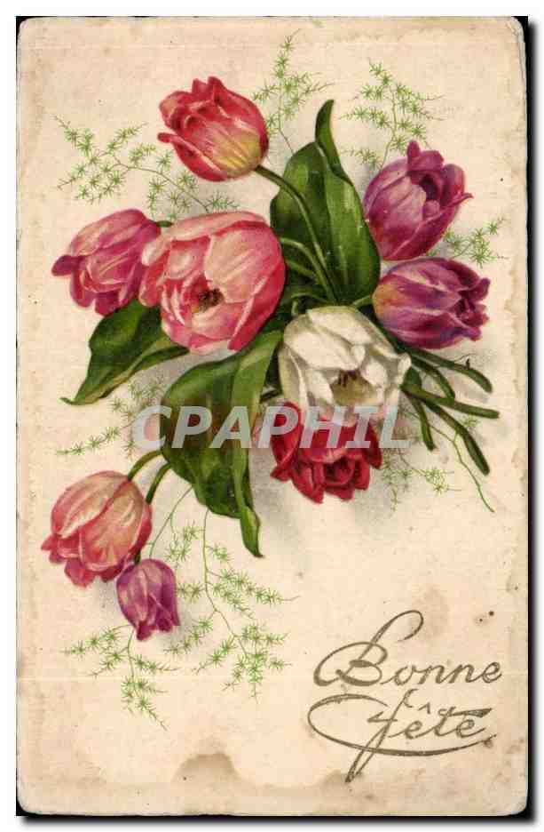 Bouquet de tulipes — Bonne fête — Carte postale