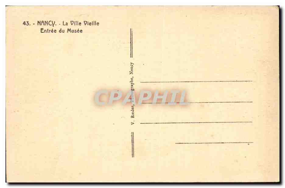 Nancy CPA la ville vieille Le musee — Verso