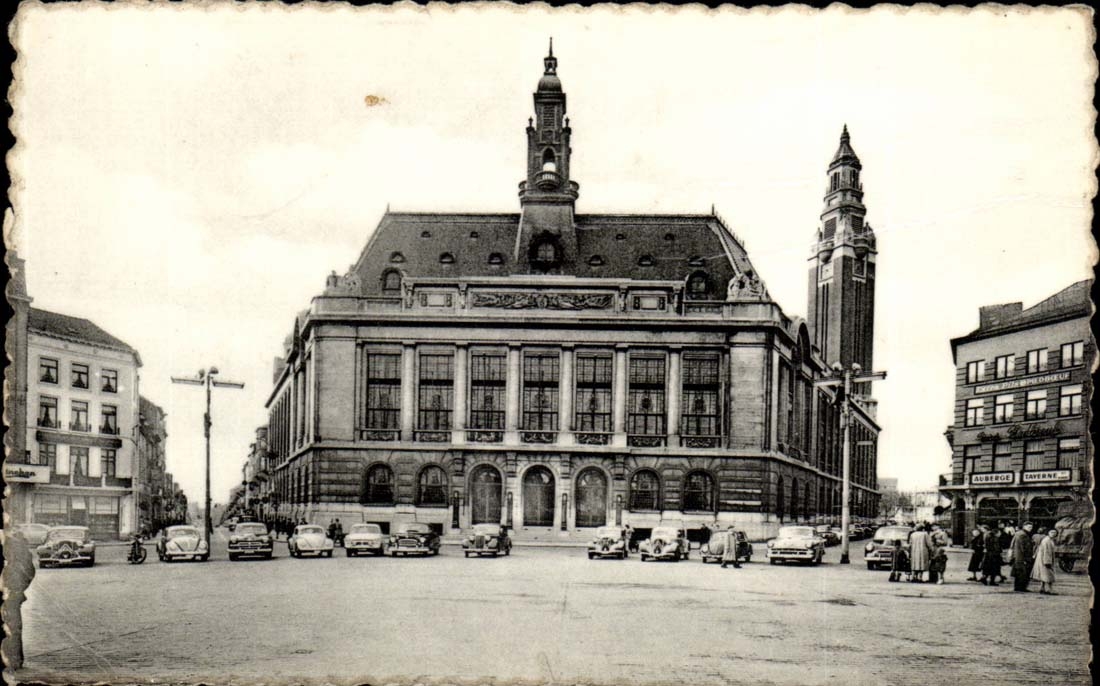 Belgie Belgique Charleroi CPA Hotel de ville Flamme CHArBON faites vos provisions en ete (COAl)