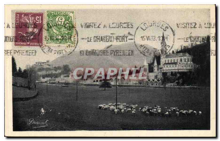 Lourdes CPA Basilique (moutons)