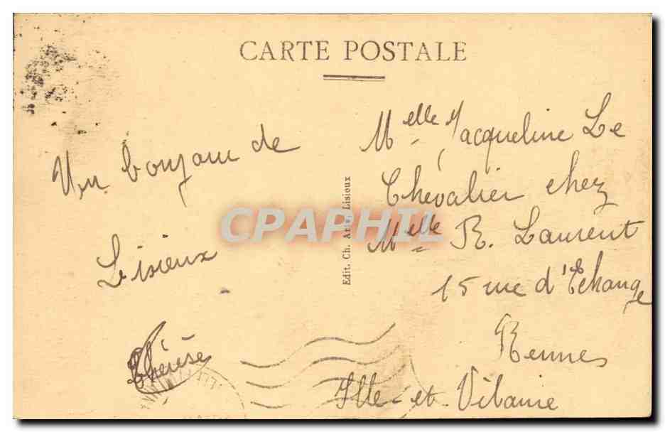 Lisieux CPA Place Thiers l'hotel des Postes — Rückseite