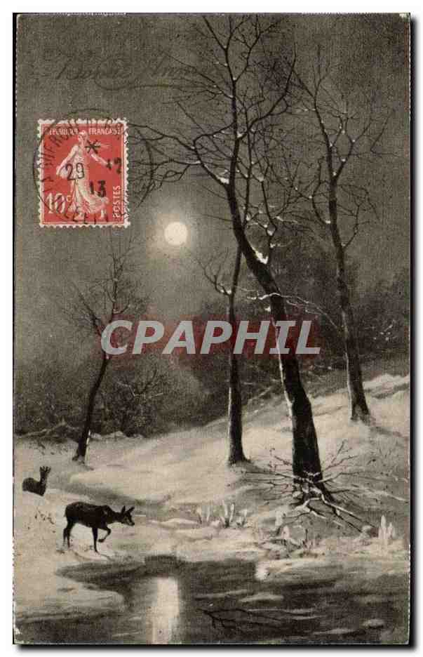 CPA FAntaisie Bonne annee Biche