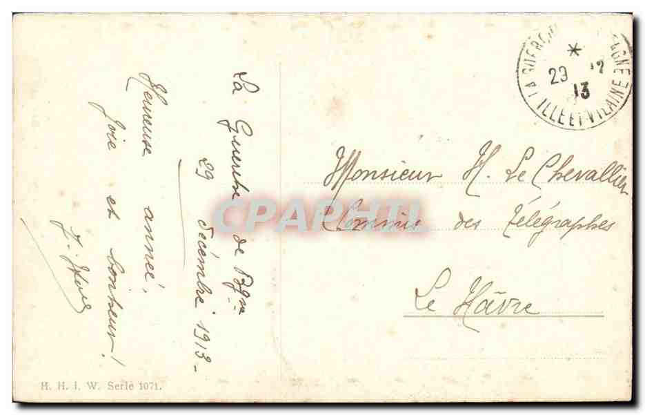 CPA FAntaisie Bonne annee Biche — Rückseite