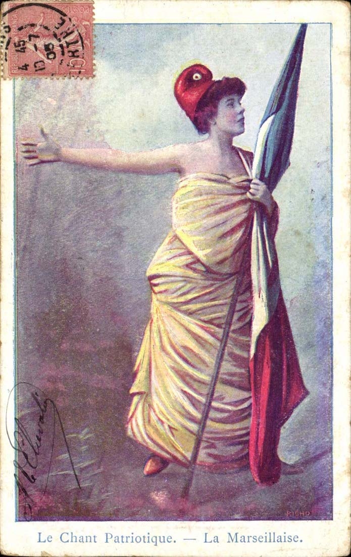 CPA FAntaisie Femme Le chant patriotique La MArseillaise Marianne