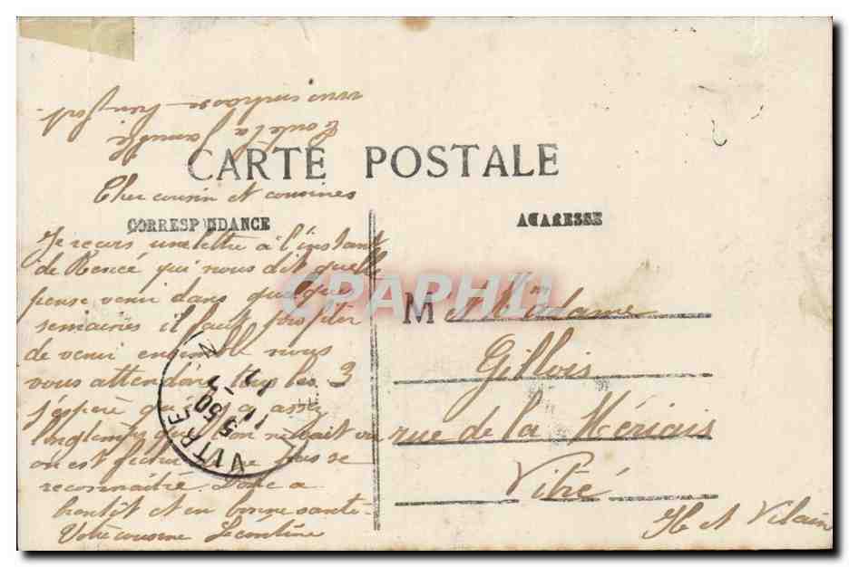 CPA FAntaisie Langage des timbres (Semeuse) — Rückseite