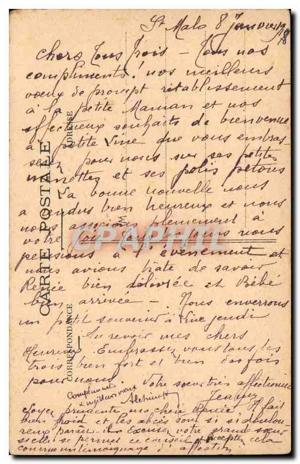CPA FAntaisie Autour du berceau — Rückseite