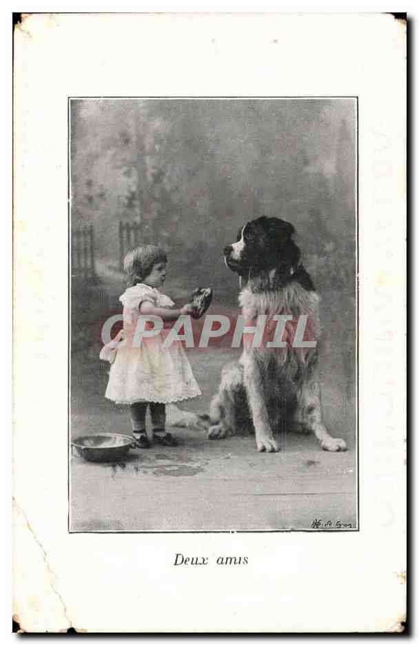 CPA FAntaisie Deux amis Chien Dog + pub Quinquina Valsa Docteur Ropert