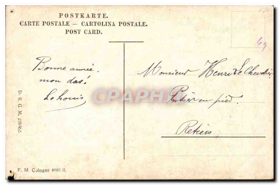 CPA FAntaisie Ter meulen Dans la foret (cheval) — Rückseite