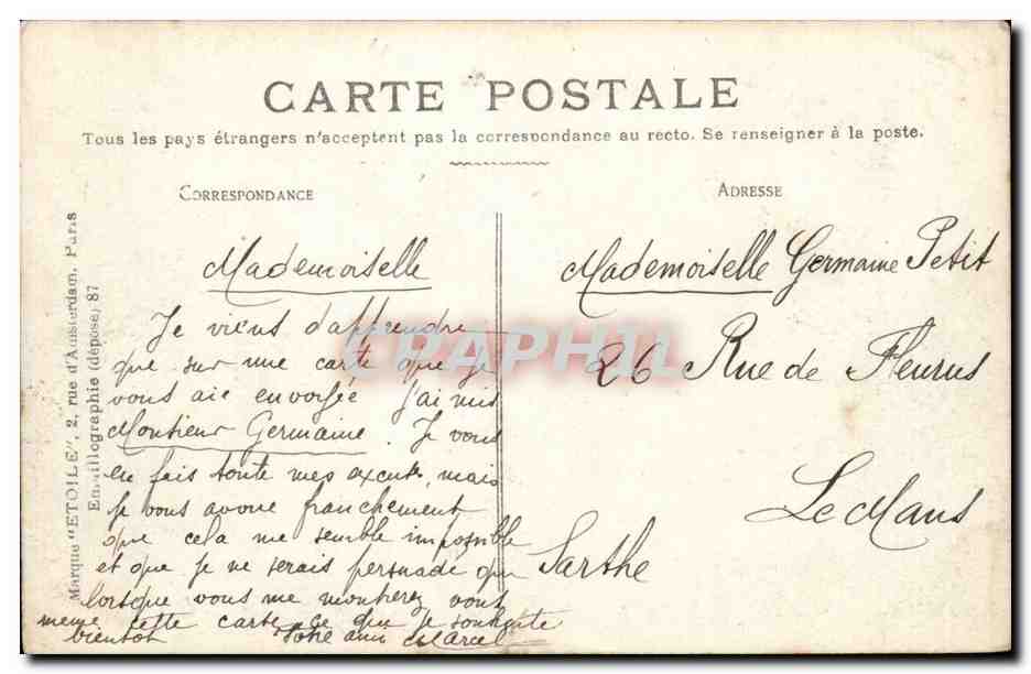 Auxerre CPA Vue prise de la tour St GErmain — Rückseite