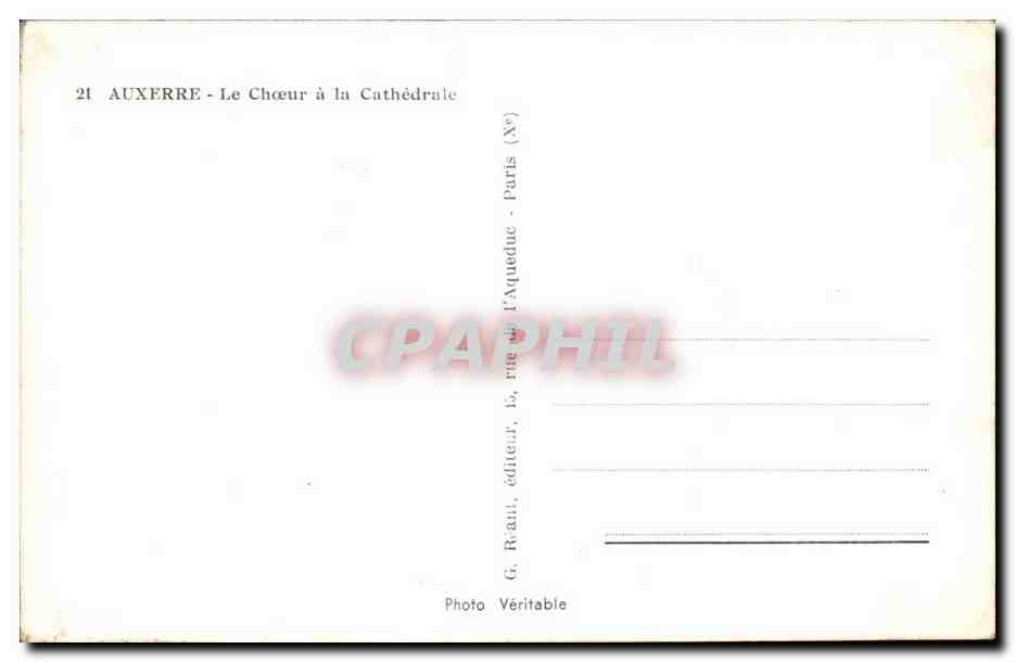 Auxerre CPA Le choeur de la cathedrale — Verso