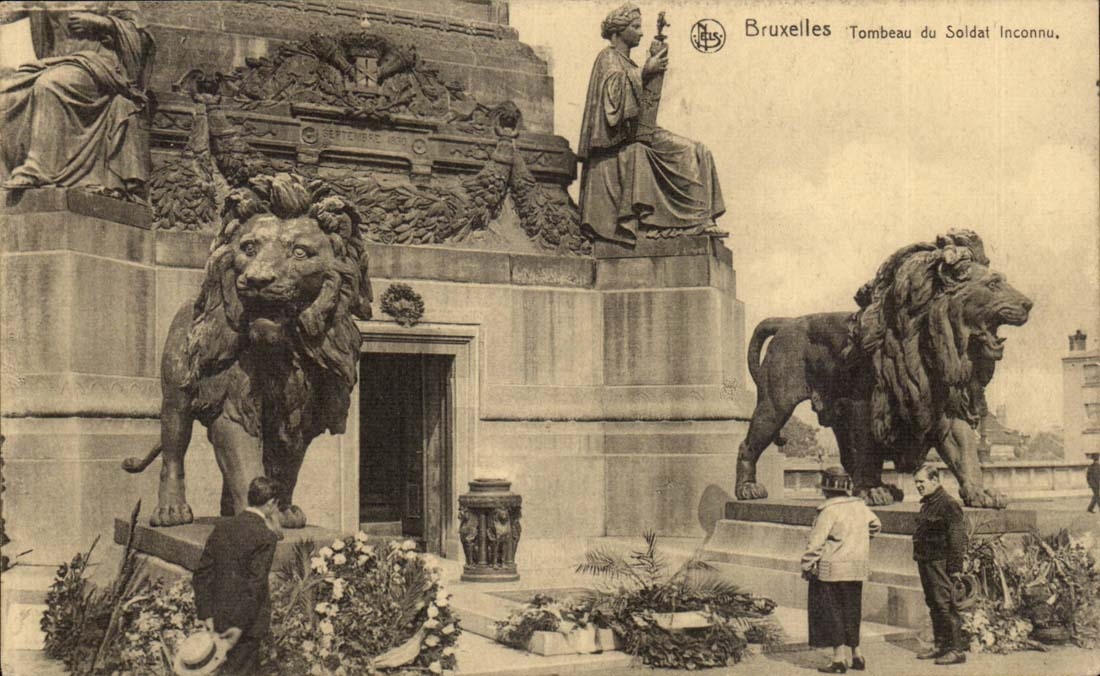 Belgique Belgie BRuxelles CPa Tombeau du soldat tombeau (lion)