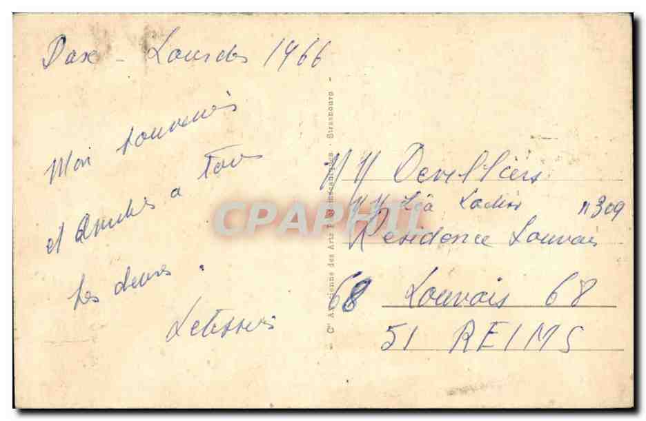 Lourdes CPA La grotte et la basilique — Verso