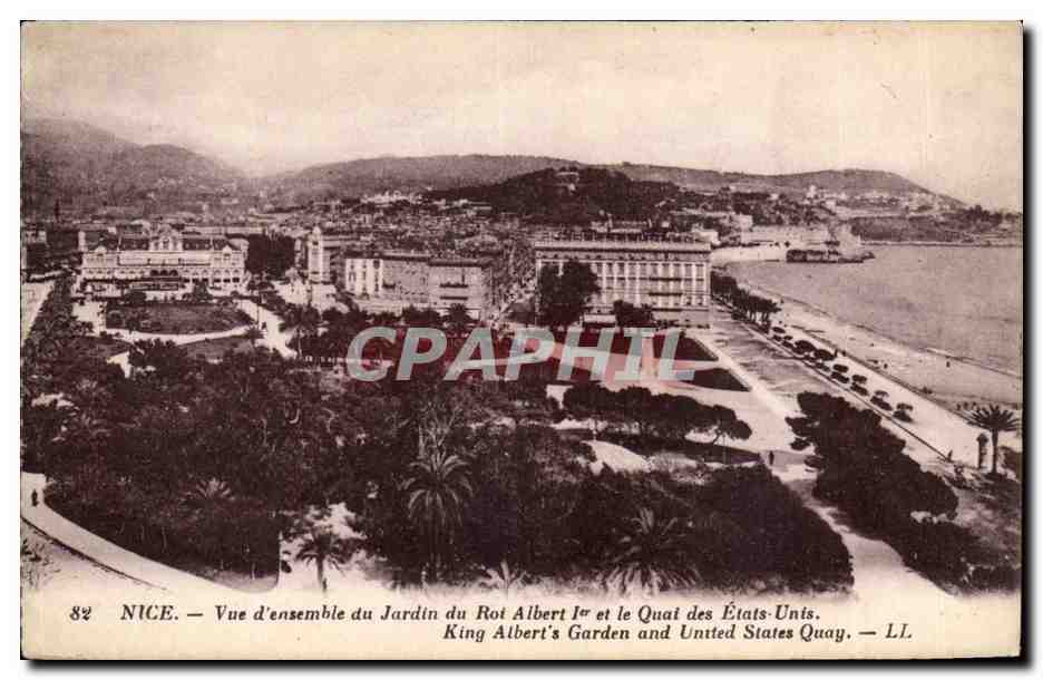 Nice CPA Vue d'ensemble du jardin du Roi Albert 1er et le quai des Etats Unis
