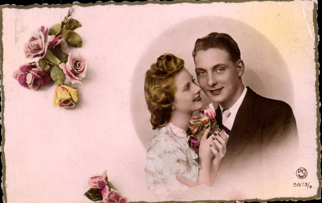 Couple amoureux — roses — P-C 5673/3